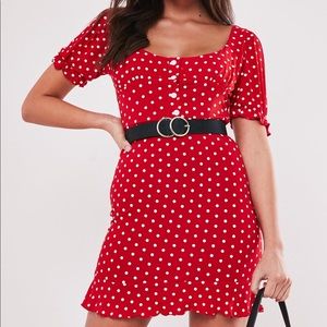 Missguided Red Polka Dot Sleeve Mini Dress